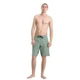 Short de baño Volcom modelo Abg React Mod de 20 pulgadas, color verde militar con paneles laterales oscuros y cordón ajustable negro en la cintura.