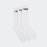 Pack de tres pares de medias de caña alta Vans, color blanco, con logo de la marca bordado en negro en la parte superior.