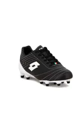 Championes de fútbol Lotto modelo Genova MD para hombre, color azul con detalles en blanco, diseñados con tapones para césped natural y logo de la marca en el lateral.