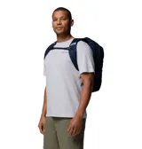 Mochila azul marino Atlas Explorer de 28L, con múltiples compartimentos interiores, bolsillo de red con cierre y espacio acolchado para dispositivos.