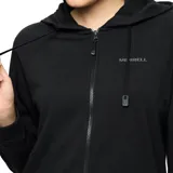 Chaqueta con capucha y cierre frontal, confeccionada en tejido de felpa cepillada. Presenta cordones ajustables en la capucha, logo de la marca en el pecho y puños con elástico.