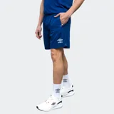 Short deportivo Umbro de color gris, con detalles laterales negros y logo de la marca bordado en blanco.