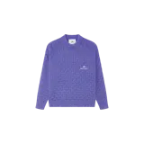 Sweater de punto color violeta de Eme Studios, con diseño de tejido texturizado en cuadrícula, cuello redondo acanalado y logo bordado en el pecho.