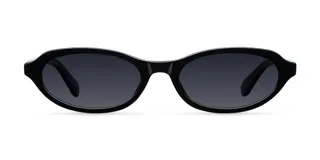 Lentes de sol con montura ovalada de estilo cat-eye, fabricados en material bio-based. Cuentan con lentes polarizadas de color negro con protección UV400 y recubrimiento resistente a rayaduras.