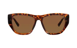 Lentes de sol con armazón de acetato en estampado carey y cristales marrones.