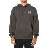 Canguro con capucha y cordón ajustable de color gris oscuro, con bolsillo tipo canguro y un pequeño estampado gráfico rectangular en el pecho con el texto "Katin".