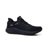 Championes deportivos Skechers Hands Free Slip-Ins Bobs Sport Squad Chaos Current Muse, color negro. Capellada de knit con cordones elásticos, plantilla Skechers Memory Foam, media suela contorneada con absorción de impactos y suela flexible con tracción.
