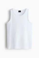 Musculosa de H&M en punto acanalado de mezcla de algodón, con corte ajustado y bajo recto.