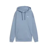 Buzo tipo canguro Puma de corte relajado, color celeste, con capucha ajustable con cordones, bolsillo frontal tipo canguro y logo de la marca bordado en blanco en el pecho.