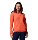 Campera polar Columbia Essential Hike Grid color naranja, de manga larga con cuello alto y cierre frontal completo. Cuenta con un bolsillo vertical con cierre en el pecho y bolsillos laterales.