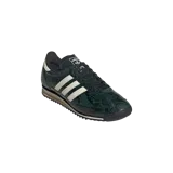 Championes Adidas modelo SL 72 OG, con diseño estilo retro en color verde oscuro con estampado de piel de serpiente, franjas blancas laterales y entresuela en tono tostado.