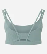 Top deportivo Get Over de microfibra acanalada verde menta, con escote redondo, doble tirante y base ancha.