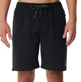 Short de baño Rip Curl modelo Search Cordura de 19", color negro, con cintura elástica y cordón ajustable jaspeado. Cuenta con bolsillos laterales con cierre.