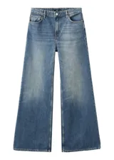 Jeans de tiro medio con diseño de pierna ancha y efecto desteñido, confeccionados 100% en algodón.