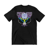 Remera de algodón color azul marino con estampa pequeña de Mojo Jojo en el pecho y estampa grande en la espalda.