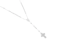 Rosario de plata 925 con medalla de la Virgen Milagrosa y cruz con circonias.