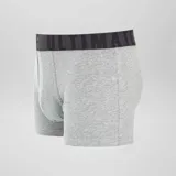 Pack de tres bóxers de hombre con cintura elástica con la inscripción "Ultimate". Un bóxer es gris liso, otro es verde con estampado de aguacates y el tercero es negro con estampado de hamburguesas.