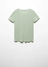 Camiseta de manga corta confeccionada en 100% lino, con cuello redondo y corte recto.