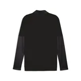 Buzo deportivo de manga larga, color negro, con cuello alto y cierre parcial de un cuarto (1/4 zip). Las mangas presentan paneles laterales con textura de malla.