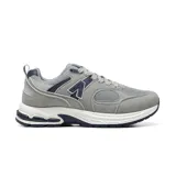 Championes deportivos American Sport modelo Mila 2.0 para hombre, en color gris con detalles en azul marino y blanco. Confeccionados con combinación de malla y material sintético, presentan cordones grises y suela con amortiguación.