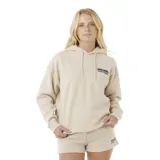 Canguro beige con capucha y cordones ajustables, de corte holgado y puños acanalados. Estampado con el logo de la marca en el pecho.