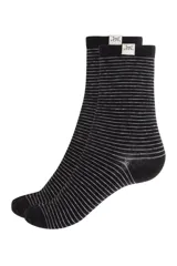 Pack de dos pares de medias Legacy Woman con diseño de rayas horizontales en tonos marrones y puntera color crema. Talle 35 a 40.