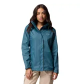 Campera impermeable Columbia modelo Arcadia II, con tecnología Omni-Tech, costuras selladas, capucha ajustable y cierre frontal con solapa. Diseño transpirable y empacable en su propio bolsillo.