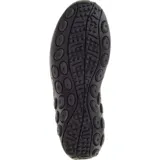 Mocasín Merrell Jungle Moc color marrón, con capellada de gamuza, cuello elástico y plantilla acolchada. Suela de goma con tecnología Merrell Air Cushion para absorción de impactos y estabilidad.