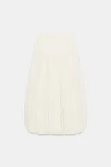 Falda midi de diseño tipo globo con cintura alta de punto elástico y bajo abullonado con elástico interior.