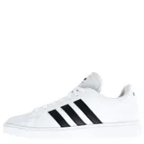 Championes Adidas Grand Court Base 2.0 blancos con las tres tiras clásicas de Adidas en negro.