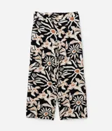 Pantalón de mujer de corte recto confeccionado en crepé de viscosa y poliamida con estampado floral.