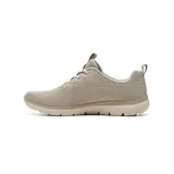 Championes Skechers Summits Fresh Vision de color beige, con capellada de malla técnica transpirable, cordones elásticos fijos y suela flexible. Incorporan el logo de la marca en el lateral.