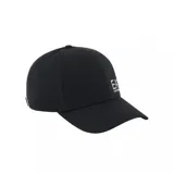 Gorra de béisbol negra con visera curva, confeccionada en tejido resistente. Presenta el logo EA7 de Emporio Armani estampado en color blanco en el panel frontal.