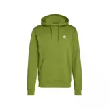 Buzo canguro Adidas color verde oliva con capucha ajustable con cordones, bolsillo tipo canguro y logo del trifolio bordado en blanco en el pecho.