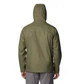 Campera impermeable Columbia modelo Watertight II, color verde oliva. Cuenta con capucha ajustable, cierre frontal con solapa, bolsillos laterales con cierre y puños ajustables. Incorpora tecnología Omni-Tech para mayor protección contra la lluvia y forro de malla transpirable.