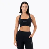 Top deportivo de alto soporte diseñado para actividades de alto impacto. Presenta un diseño de cuello redondo, espalda deportiva y logo de la marca estampado en el frente. Confeccionado en tejido técnico de secado rápido con acabado suave al tacto.