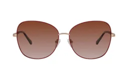 Lentes de sol con marco metálico color borgoña y lentes marrones degradé.