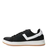 Championes urbanos Pony modelo Square, color blanco con detalles en azul y suela de goma color caramelo. Presentan el logo de la marca en el lateral y cierre mediante cordones.