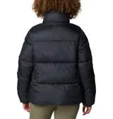 Campera puffer Columbia modelo Puffect II, color negro, con aislamiento sintético Thermarator, tejido impermeable con tecnología Omni-Shield, cierre frontal completo, protector de mentón, bolsillos laterales con cremallera y puños elásticos.