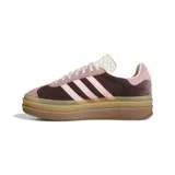Zapatillas Adidas Gazelle Bold con plataforma, color marrón y rosa, de terciopelo.
