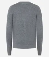 Cardigan Marfinno de viscosa color gris, con escote en V, cierre frontal de botones y mangas largas.
