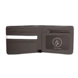 Billetera Volcom Slimstone color negro con logo metálico en la esquina inferior derecha.