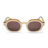 Lentes de sol Mr Boho modelo El Patio Daydream, con armazón de acetato en tono tostado y blanco marfil, y cristales oscuros.