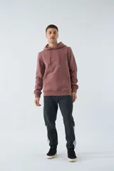 Buzo canguro blanco de algodón y poliéster con capucha, bolsillo delantero y logo bordado.