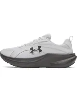 Championes de running Under Armour Assert 11 para hombre, de color gris claro con detalles en negro. Cuentan con capellada de malla transpirable, superposiciones de cuero y entresuela con amortiguación Charged+.