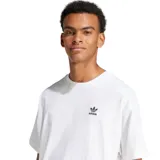 Remera blanca de corte holgado con logo Adidas bordado en negro en el pecho.