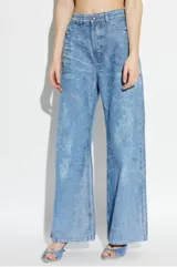 Jeans Diesel modelo 1996 D-Sire-Fsi de corte ancho y recto, con talle alto y diseño en tono azul claro con efecto acid wash.