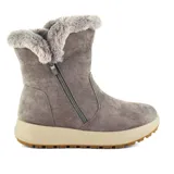 Bota corta de caña baja color gris, con interior de piel sintética y cierre lateral con cremallera.