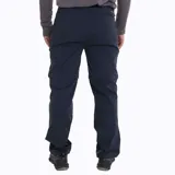 Pantalon de trekking desmontable color azul marino, con cintura ajustable mediante cinturón integrado y múltiples bolsillos con cierre.