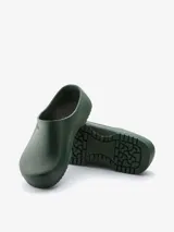 Zueco Birkenstock Super-Birki de poliuretano color verde oscuro.